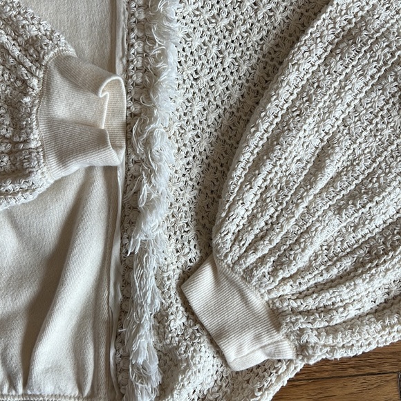Free People Crochet Dolman Sleeve Cream Pullover Top Sweatshirt S - Picture 8 of 8